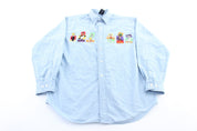 1997 Warner Bros Embroidered Looney Tunes Crew LS Button Down - ThriftedThreads.com