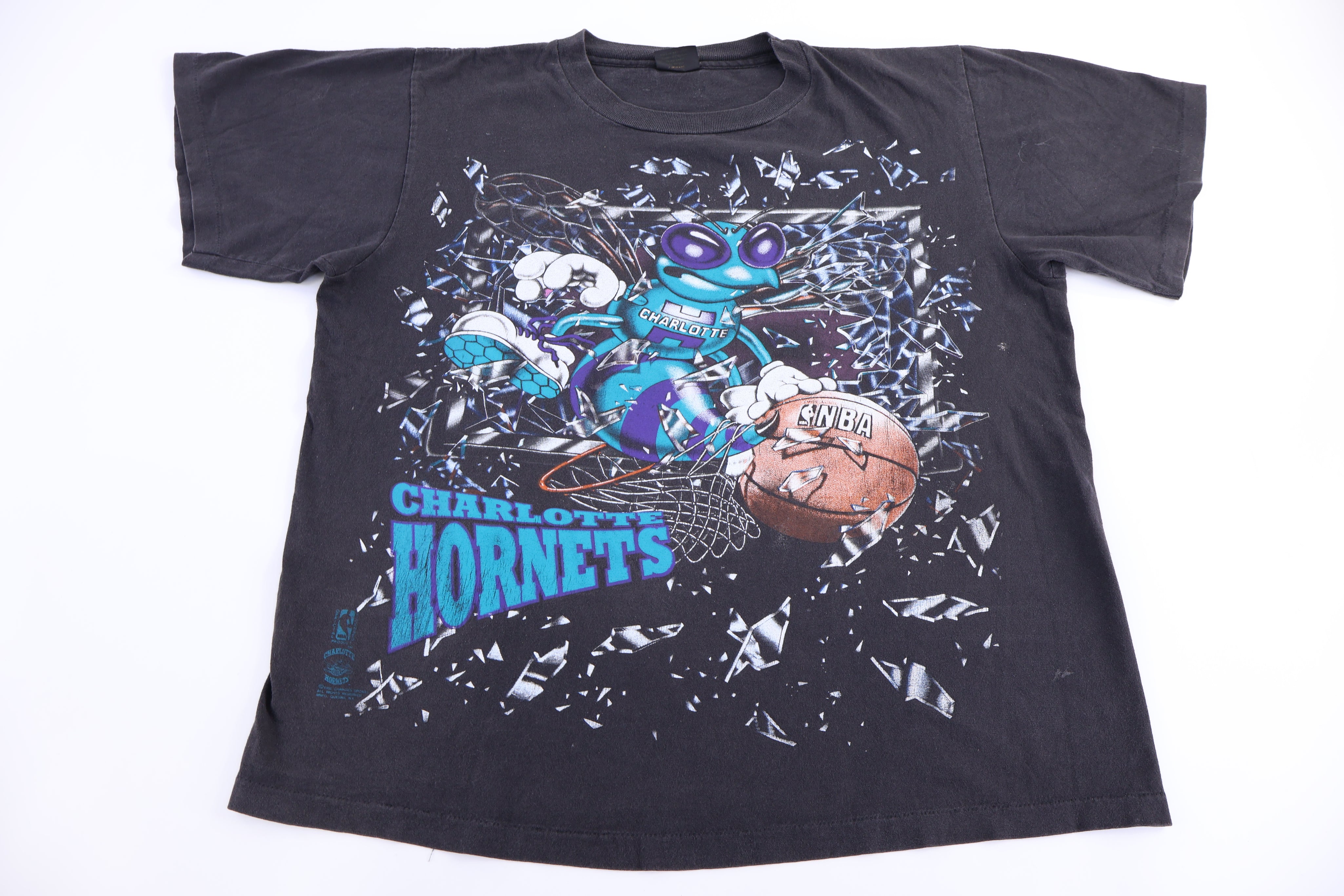 1998 Charlotte Hornets Basketball Shattered Backboard T-shirt - Shirts & Tops - Thrifted Threads