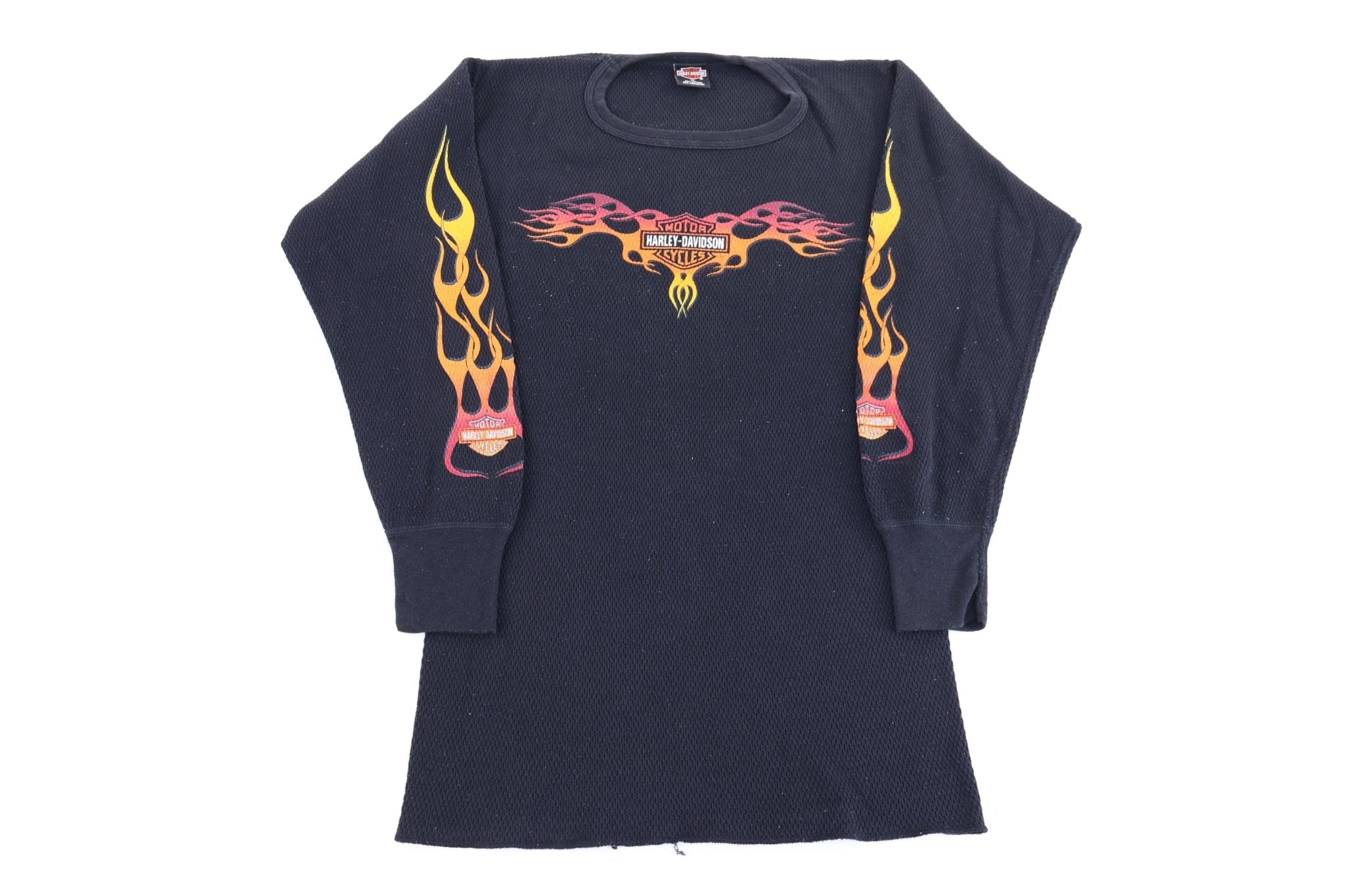 1998 Harley Davidson Motorcycles Flames Thermal LS T-shirt - Shirts & Tops - Thrifted Threads