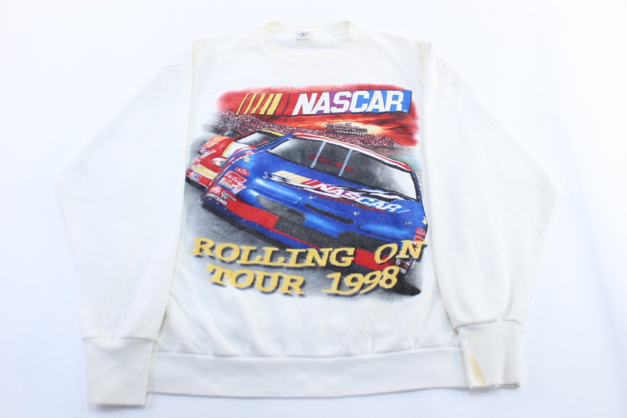 1998 Nascar Winston Cup Scheudle Graphic Sweatshirt - ThriftedThreads.com