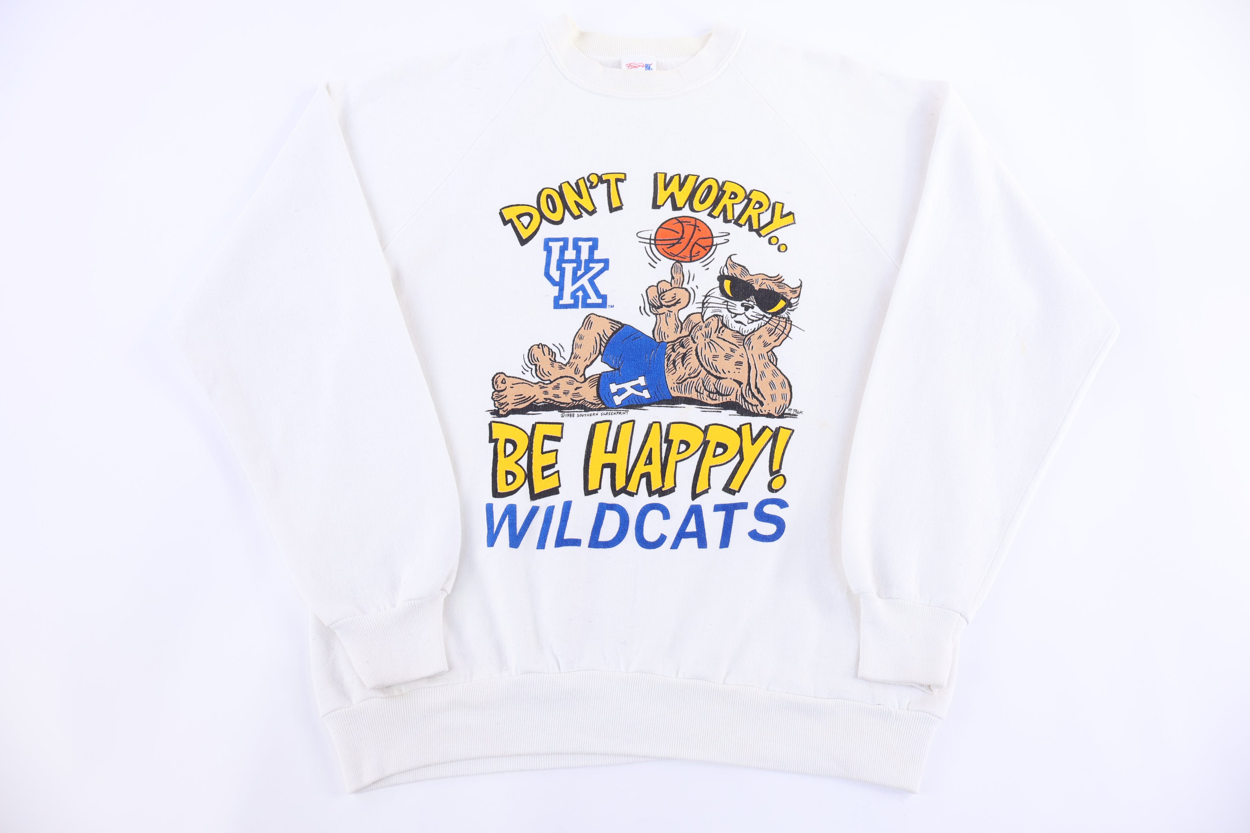 1998 University of Kentucky Wildcats Don't Worry Be Happy Sweatshirt - Sweatshirt - Thrifted Threads