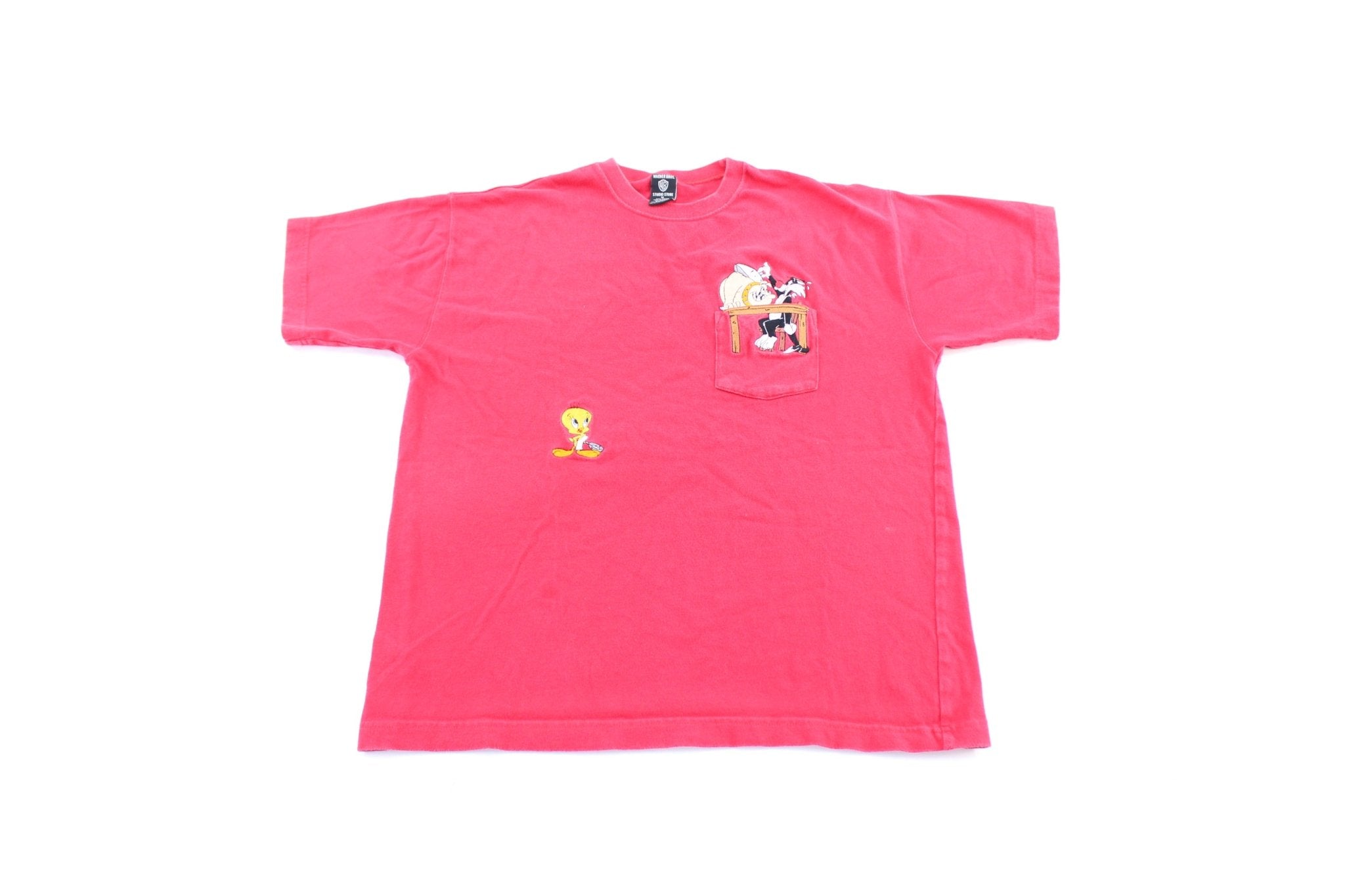1998 Warner Bros Embroidered Sylvester & Hector The Bulldog T-Shirt - ThriftedThreads.com