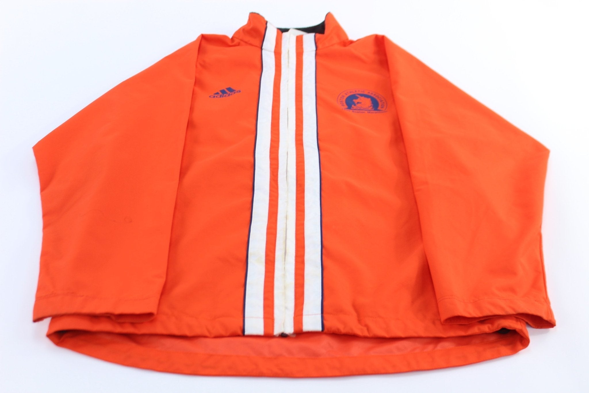 1999 Boston Marathon Athletic Association Orange Striped Zip Up Jacket - Jackets - Thrifted Threads