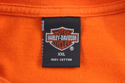 2000 Harley Davidson Motorcycles Raleigh, North Carolina Orange T-Shirt - ThriftedThreads.com