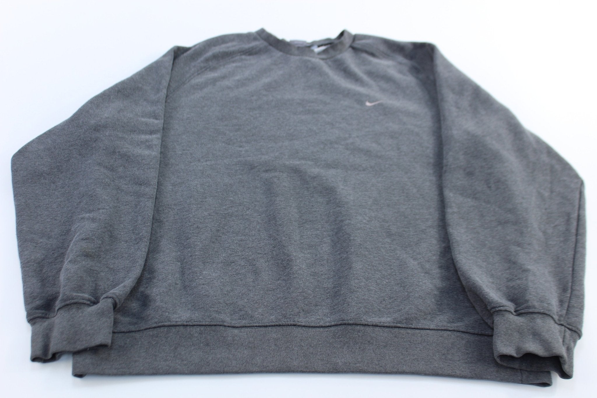 2000's Nike Embroidered Swoosh Logo Grey Sweatshirt - ThriftedThreads.com