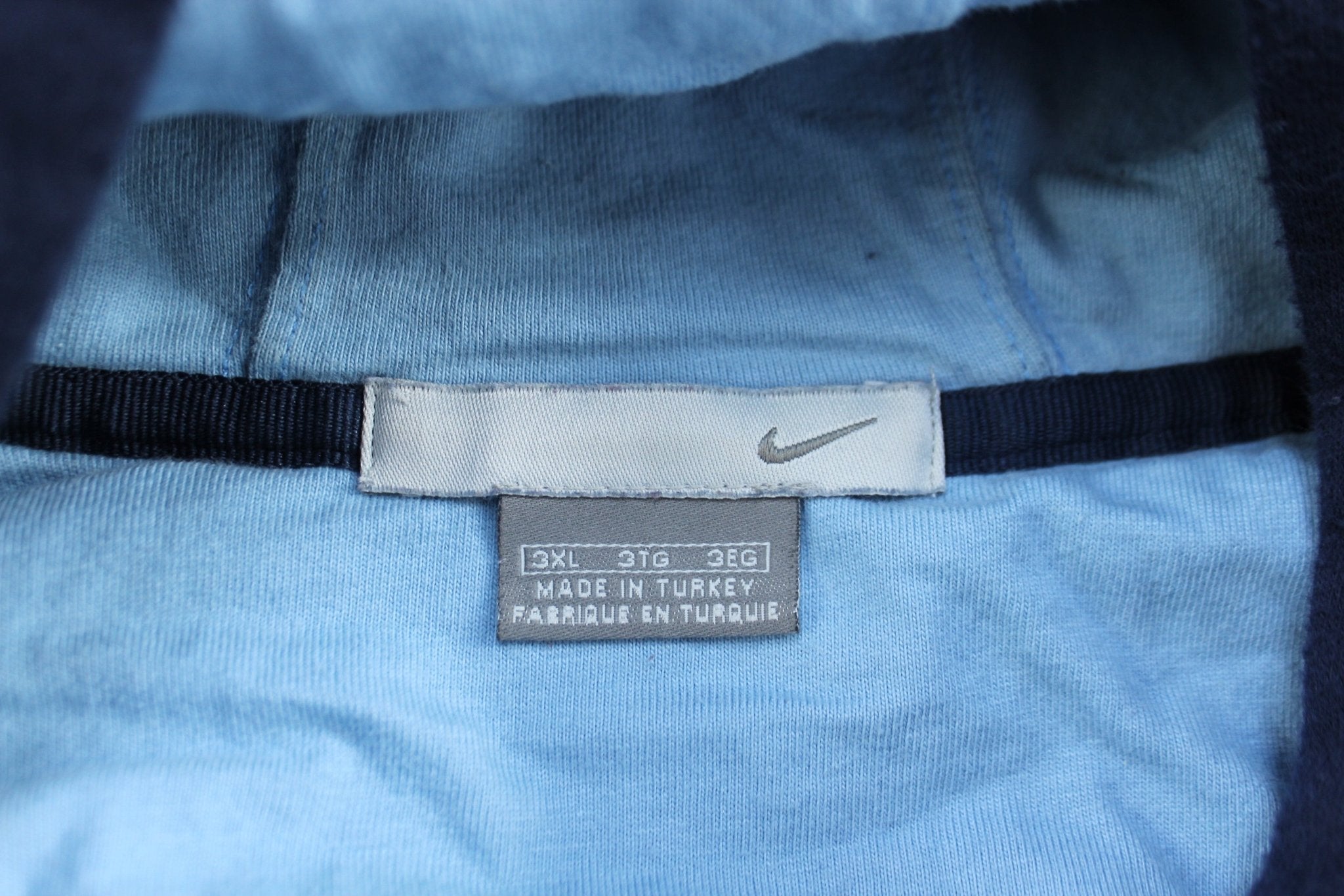 2000's Nike Embroidered Swoosh Spellout Blue Pullover Hoodie - ThriftedThreads.com