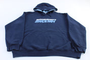 2000's Nike Embroidered Swoosh Spellout Blue Pullover Hoodie - ThriftedThreads.com