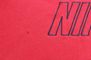 2000's Nike Spellout Embroidered Logo Red & Blue Striped Hoodie - ThriftedThreads.com