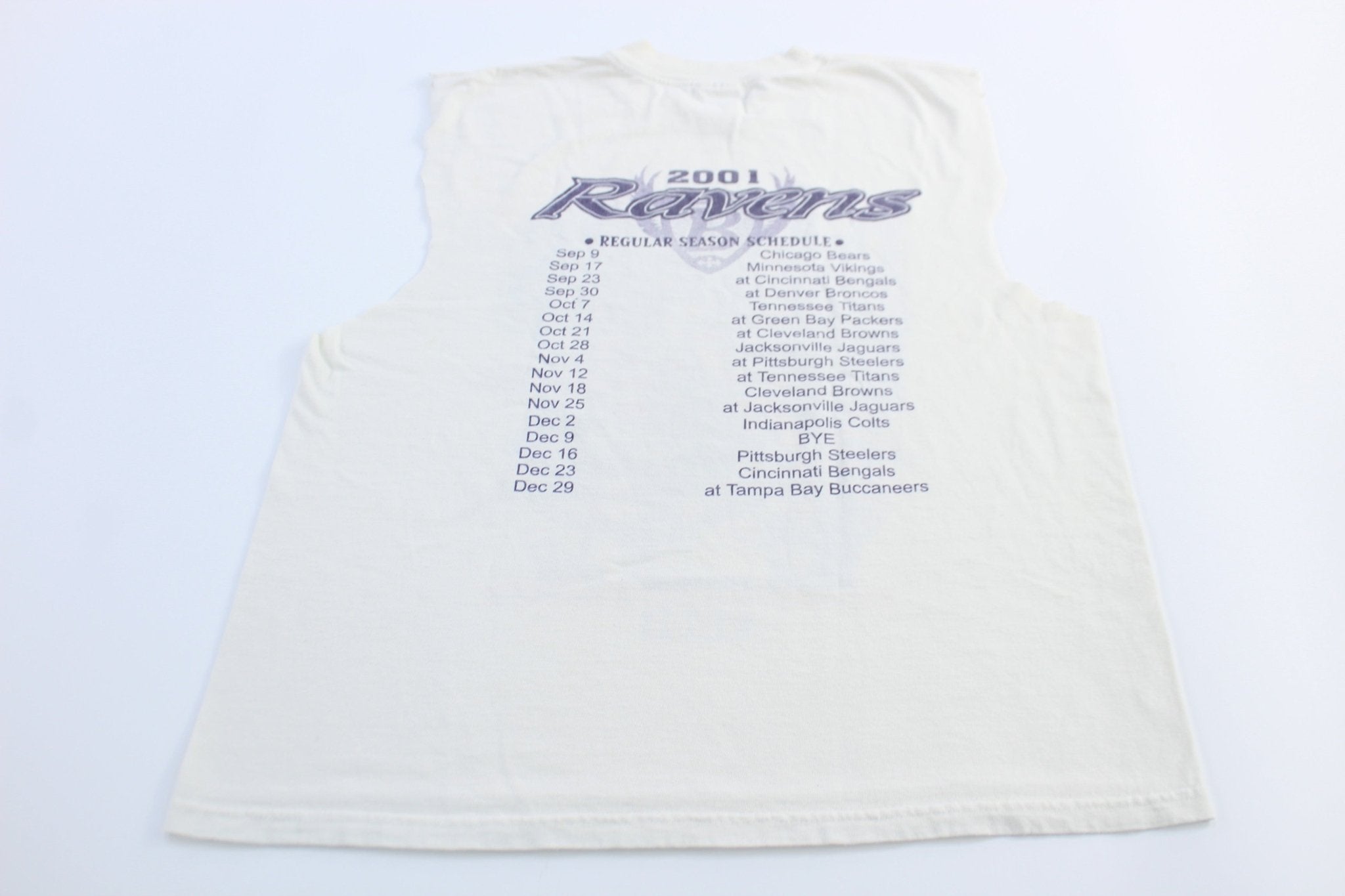 2001 Baltimore Ravens Football Schedule Tank Top - ThriftedThreads.com