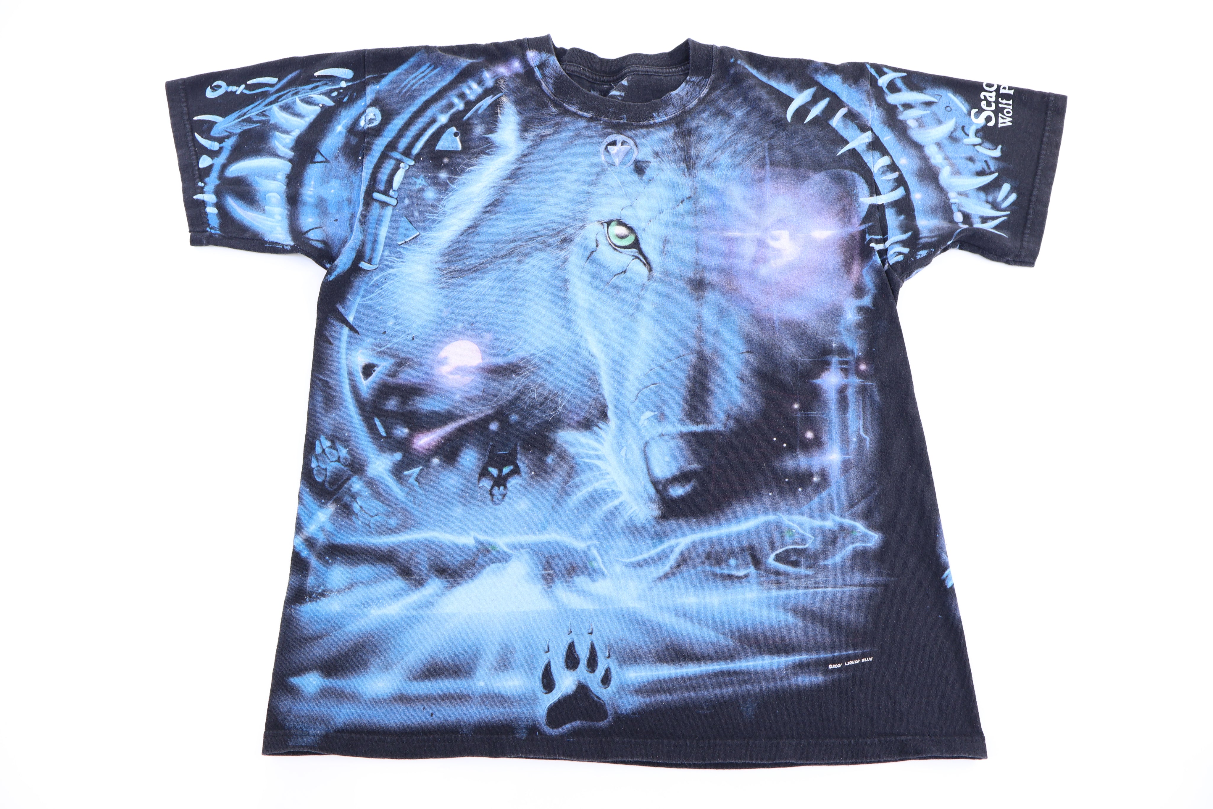 2001 Liquid Blue Wolves All Over Graphic T-shirt - Shirts & Tops - Thrifted Threads