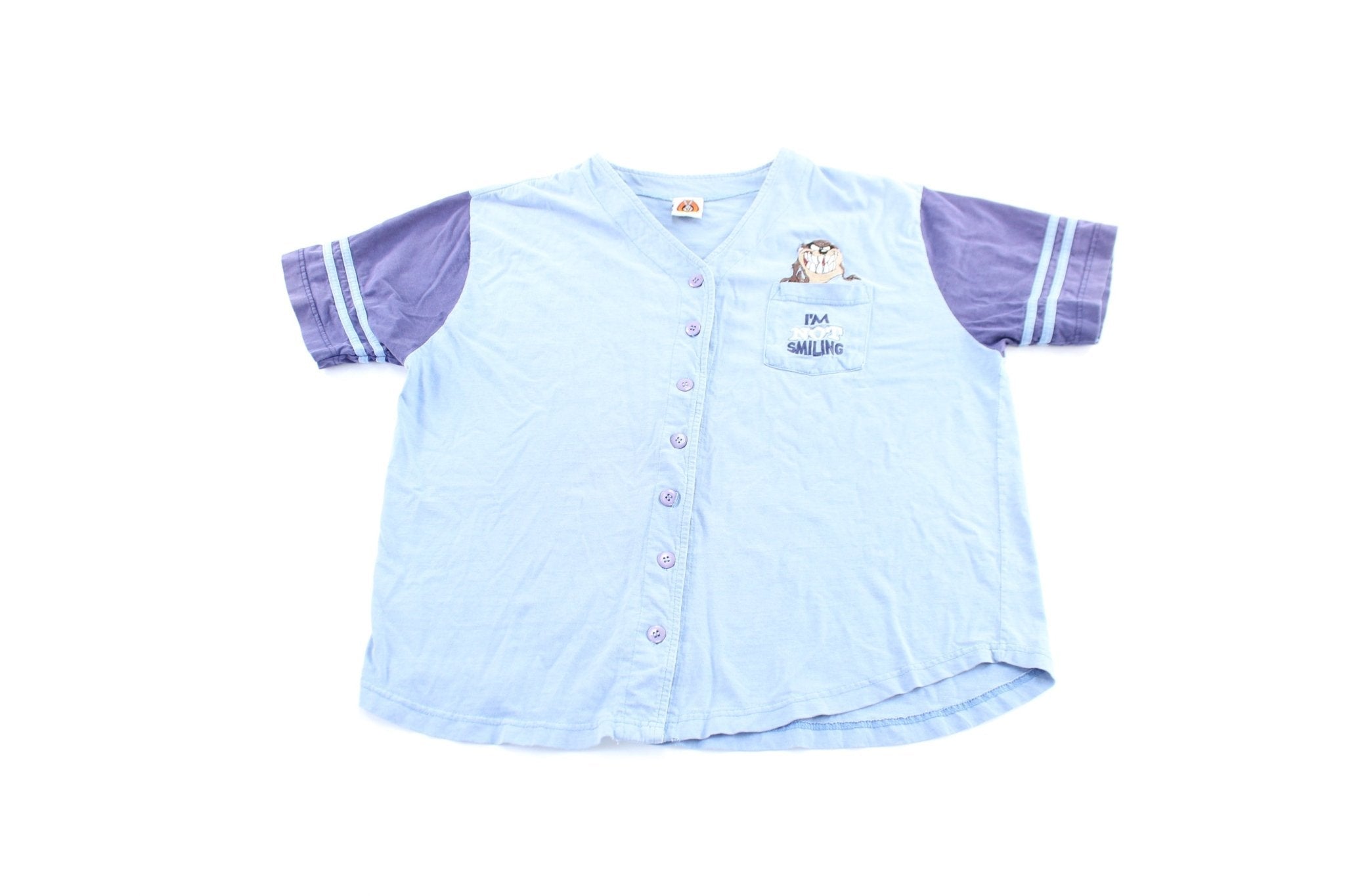 2001 Looney Tunes Embroidered Taz I'm Not Smiling Jersey - Jerseys/Tanks - Thrifted Threads