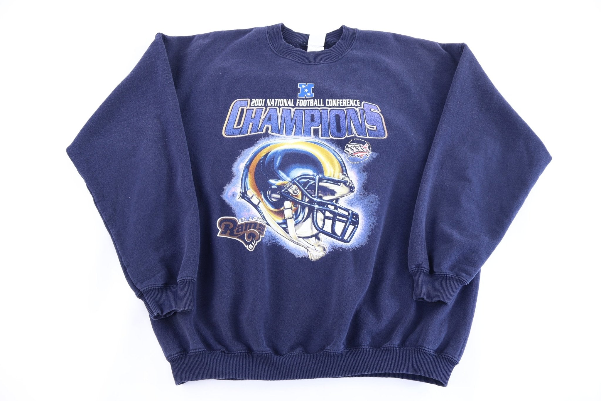 2001 St. Louis Rams Super Bowl Champions Sweatshirt - Sweatshirt - Thrifted Threads