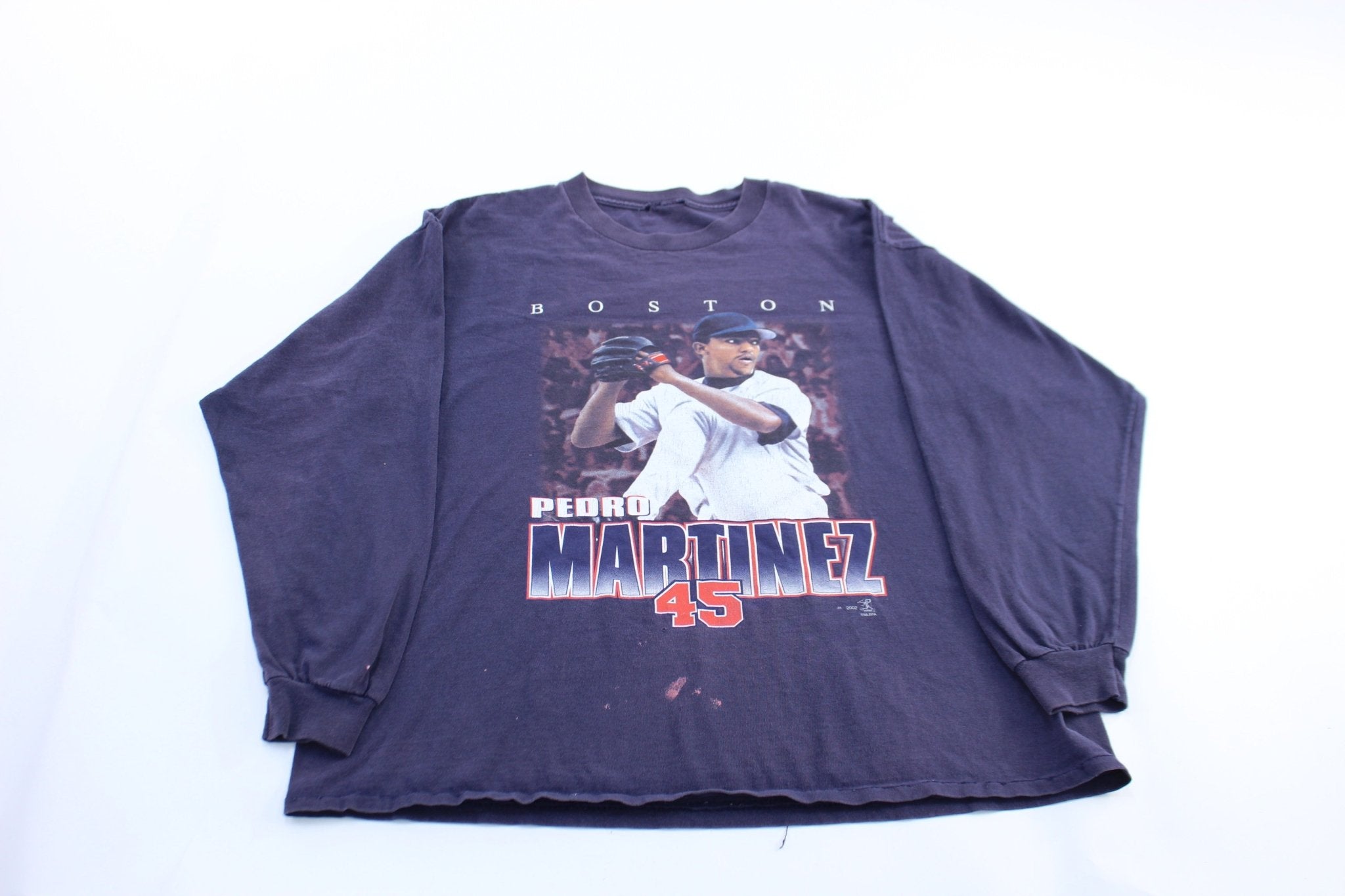 2002 Boston Red Sox Pedro Martinez Graphic LS T-Shirt - ThriftedThreads.com