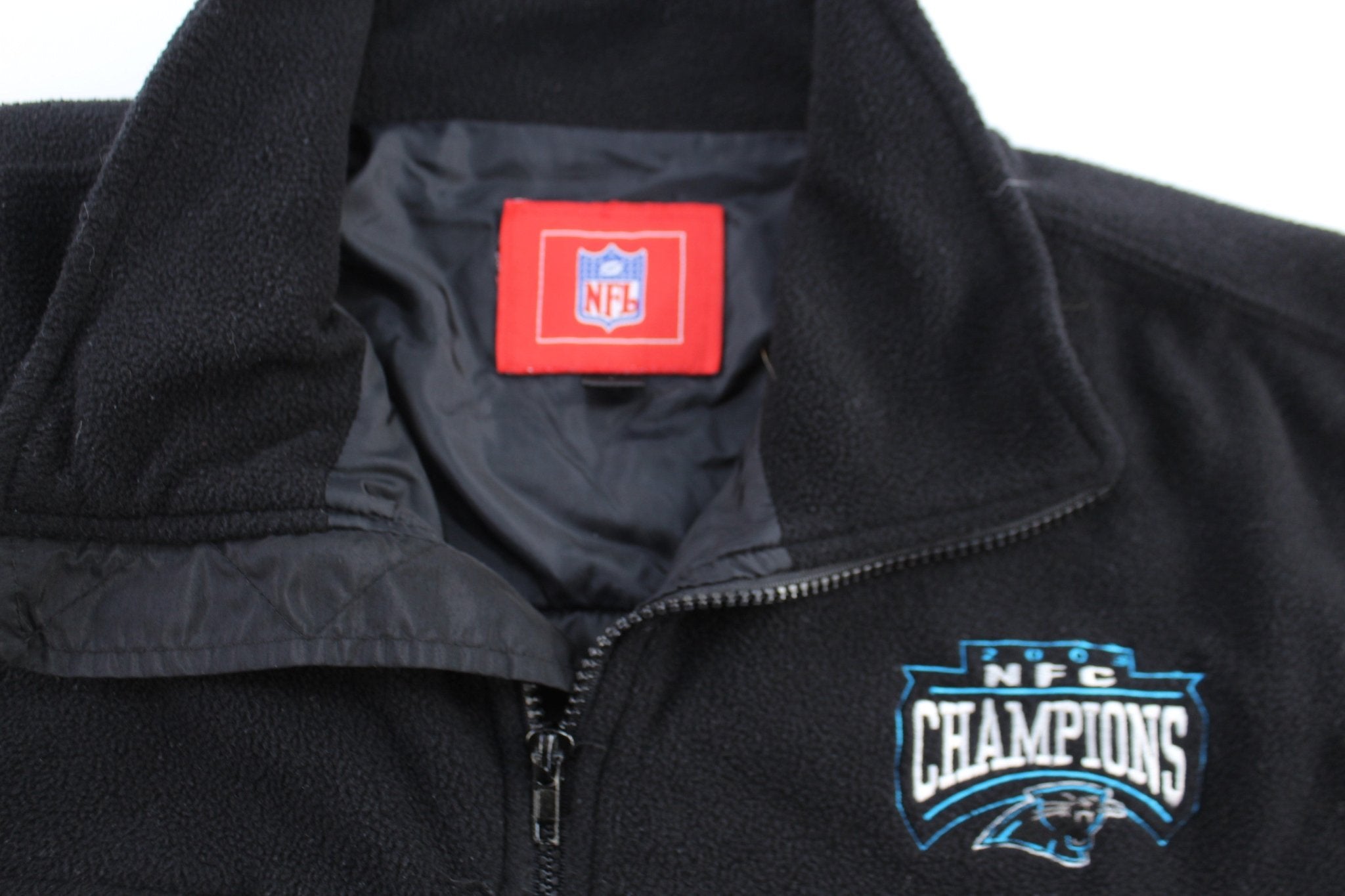 2003 North Carolina Panthers Embroidered SuperBowl Zip Up Jacket - ThriftedThreads.com