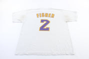 2004 Los Angeles Lakers Derek Fisher Game Winner Jersey T-Shirt - ThriftedThreads.com