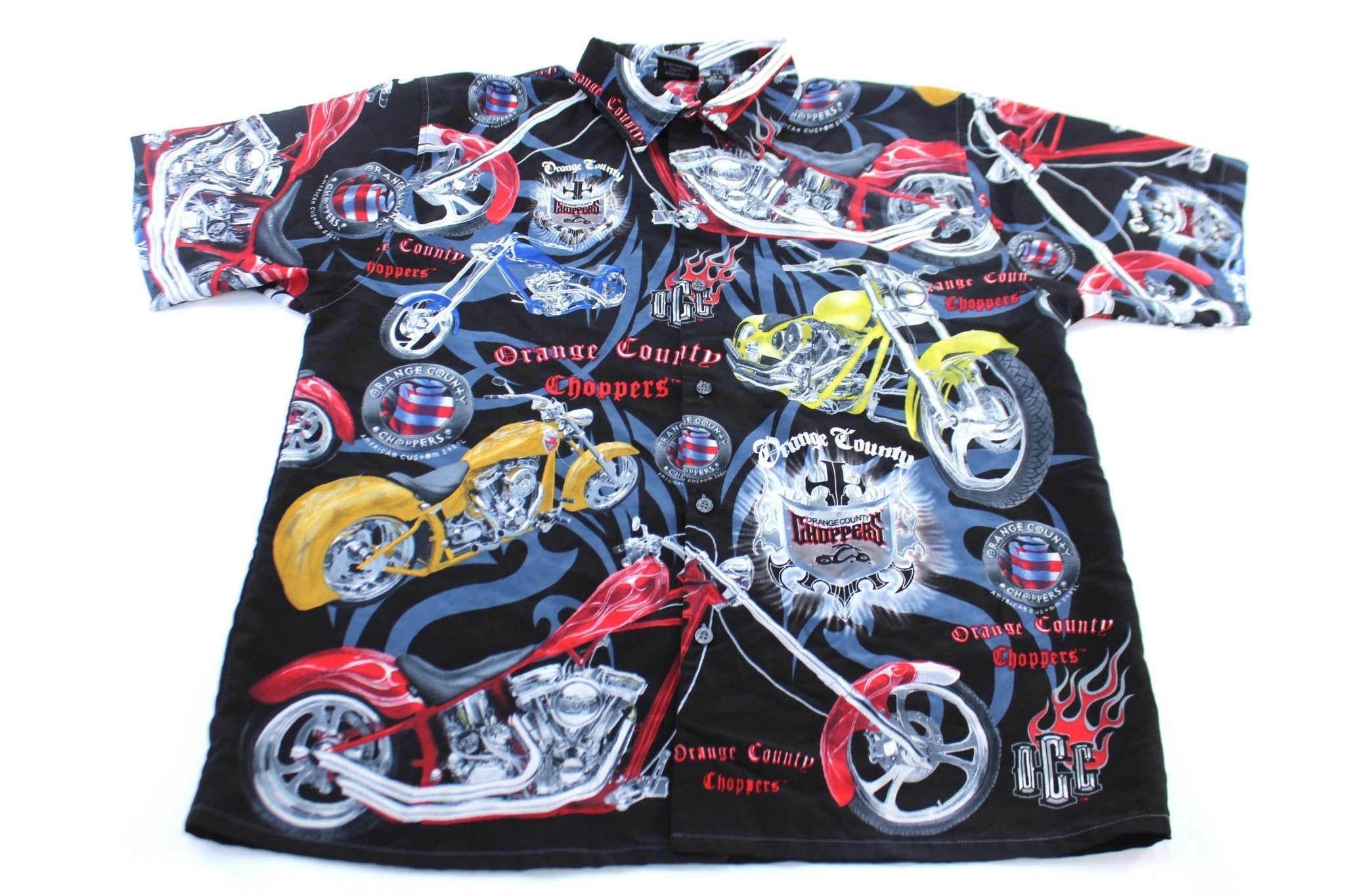 2004 Orange County Choppers All Over Print Button Down Shirt - Button Ups/Downs - Thrifted Threads