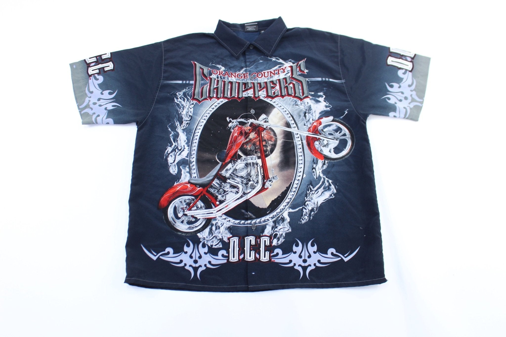 2004 Orange County Choppers All Over Print Button Down Shirt - Button Ups/Downs - Thrifted Threads