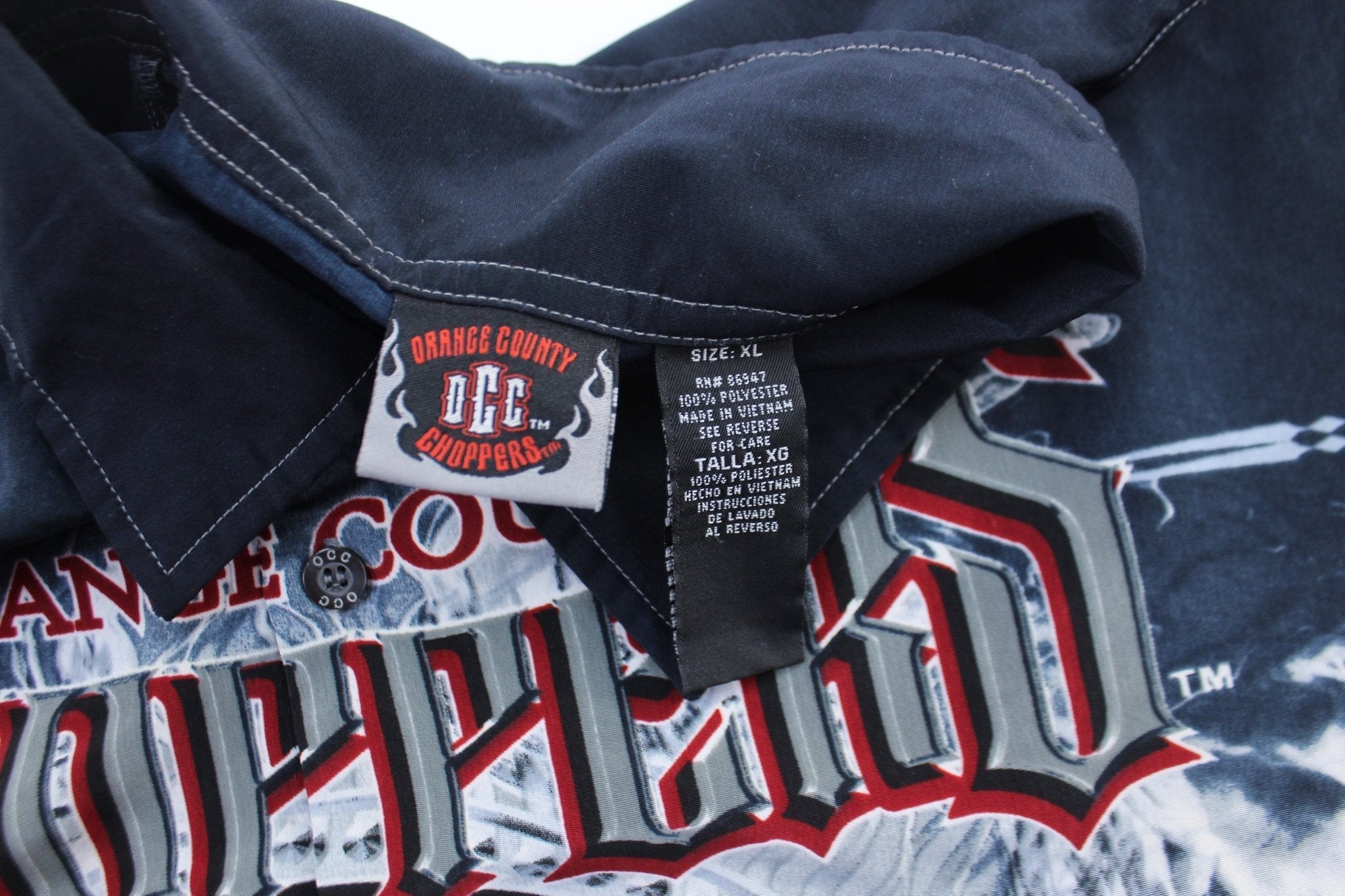 2004 Orange County Choppers All Over Print Button Down Shirt - Button Ups/Downs - Thrifted Threads