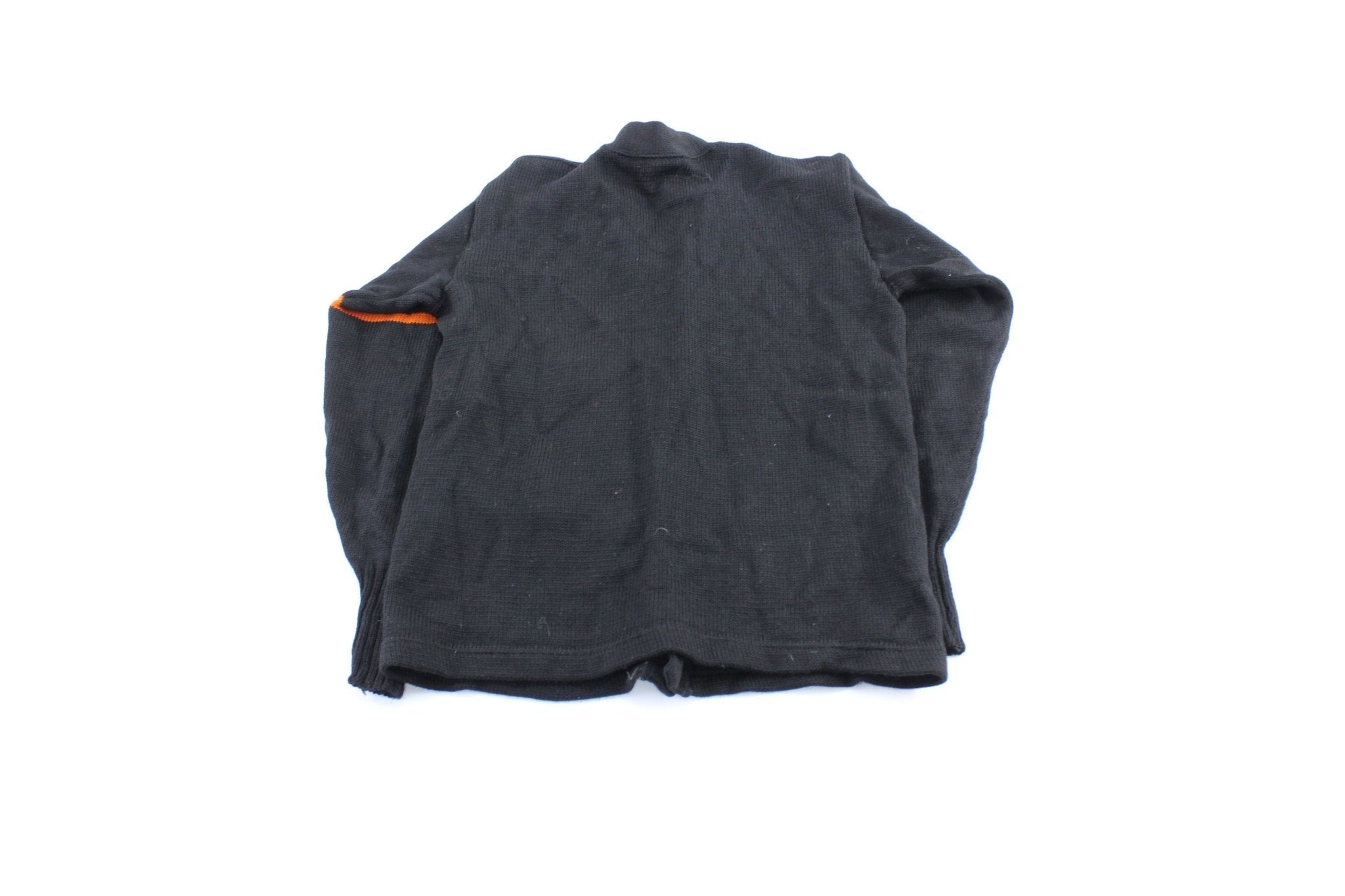 50's Black & Orange Varsity Letterman Cardigan - Sweater - Thrifted Threads