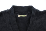 50's Black & Orange Varsity Letterman Cardigan - Sweater - Thrifted Threads