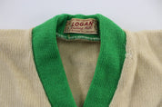 50's Logan Knitting Mills Cream & Green Cardigan - Sweater - Thrifted Threads