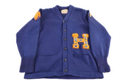50's Navy Blue & Orange Cardigan Sweater - Sweater - Thrifted Threads
