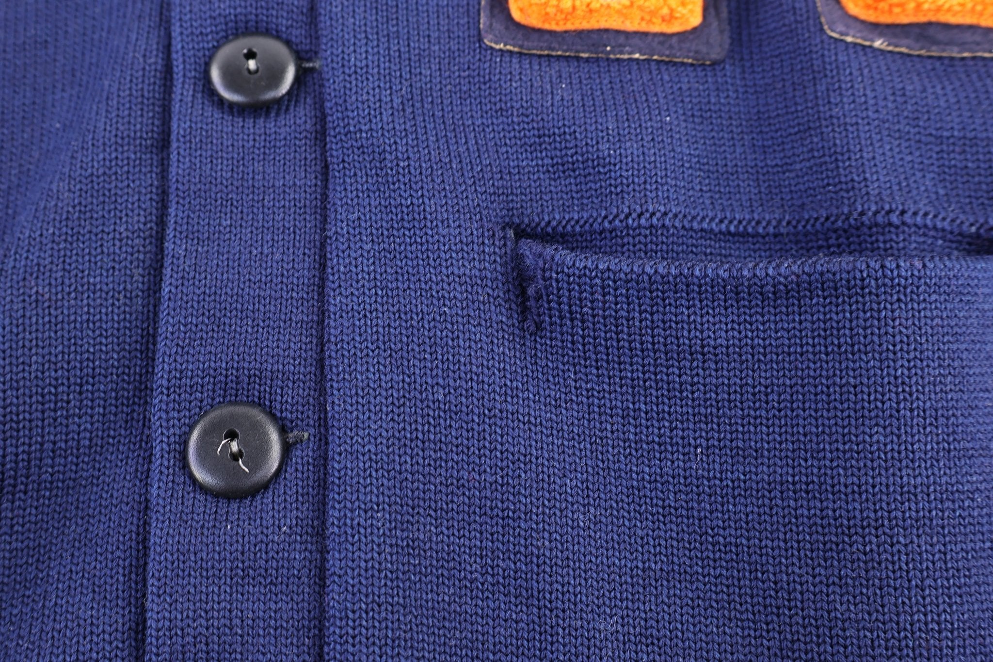 50's Navy Blue & Orange Cardigan Sweater - Sweater - Thrifted Threads
