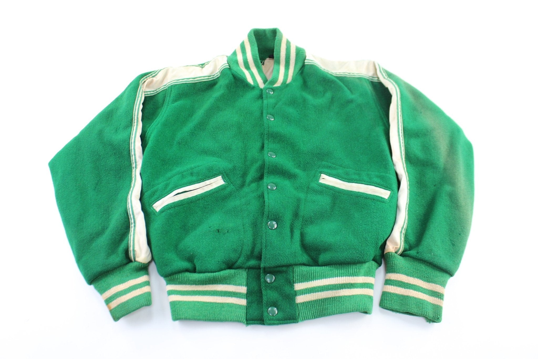 50's Townsend Harris High School Green & White Varsity Jacket - Jacket - Thrifted Threads