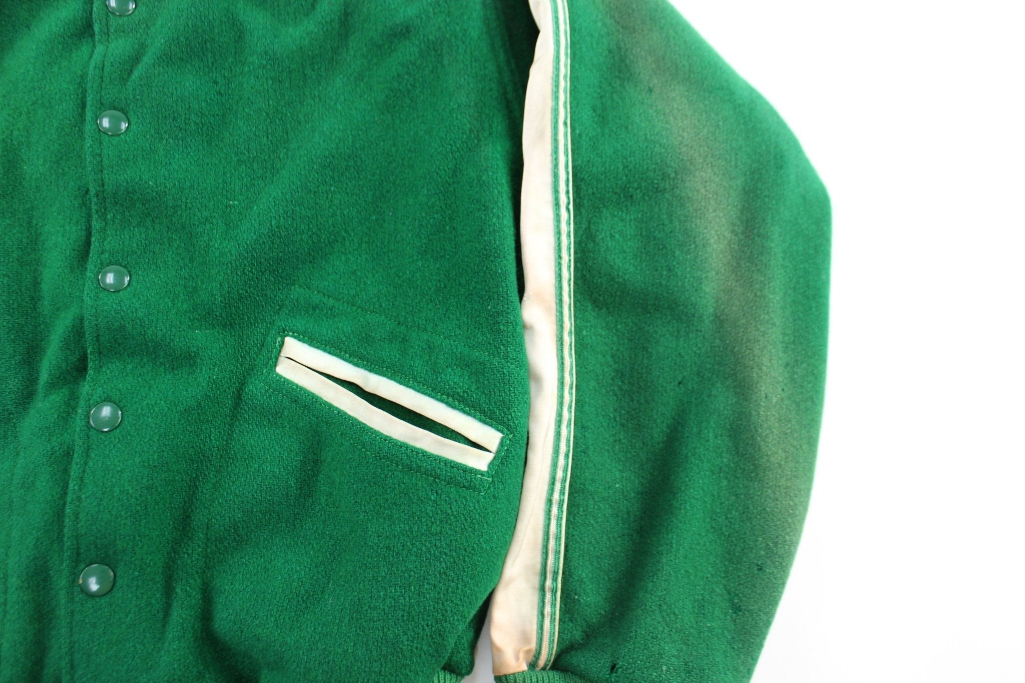 50's Townsend Harris High School Green & White Varsity Jacket - Jacket - Thrifted Threads