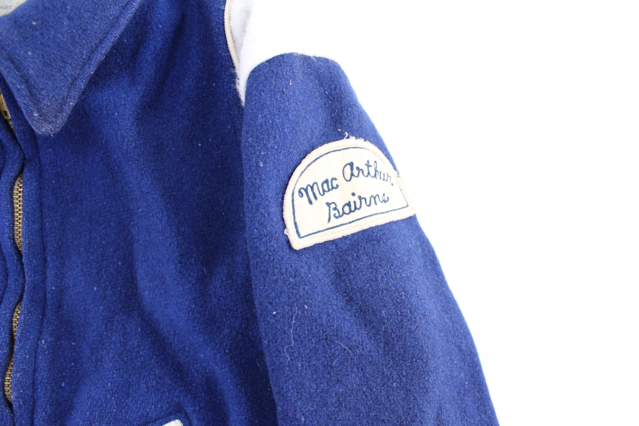 60's American Sports Center Blue & White Varsity Letterman Jacket - Jacket - Thrifted Threads