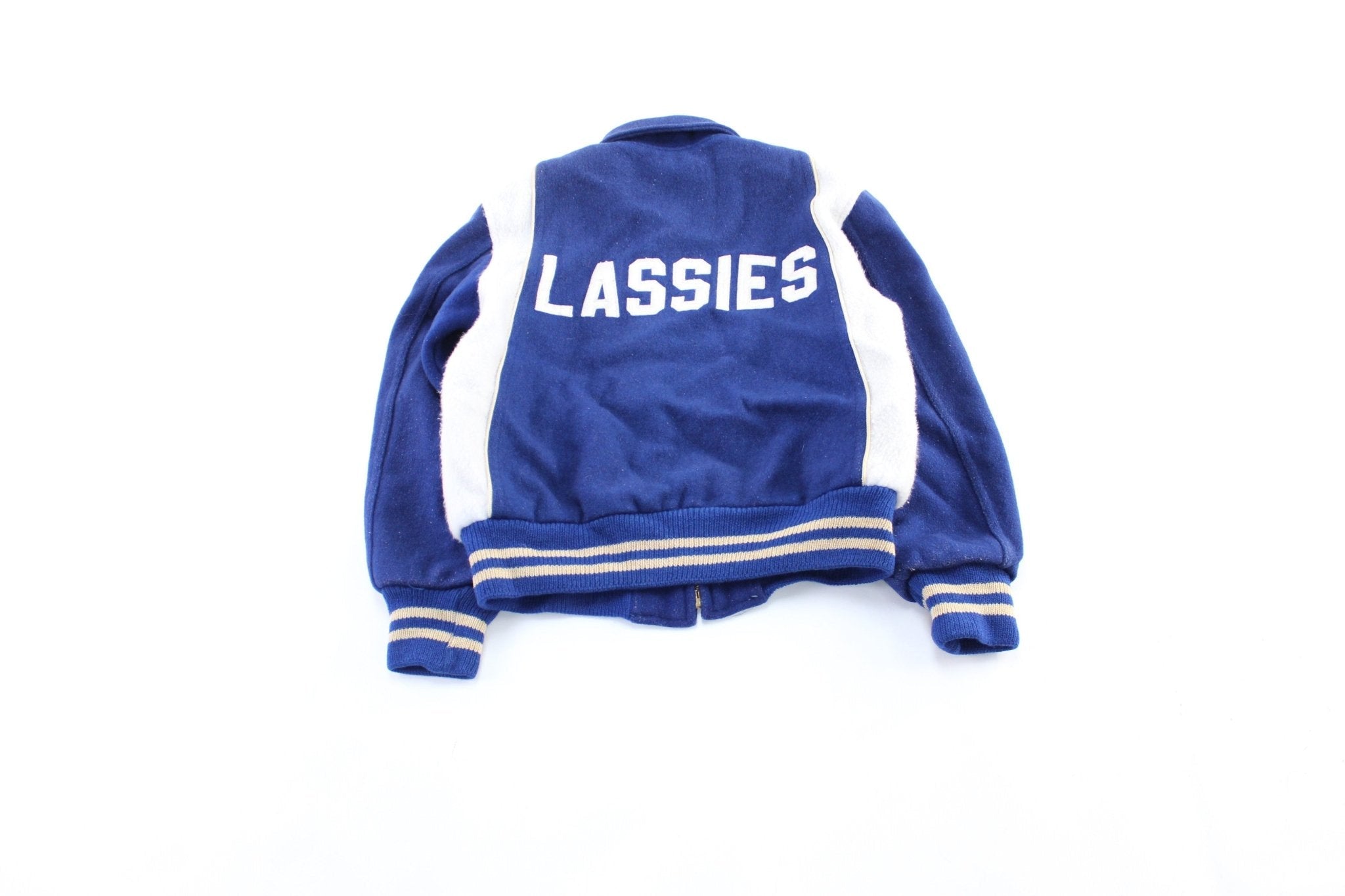 60's American Sports Center Blue & White Varsity Letterman Jacket - Jacket - Thrifted Threads