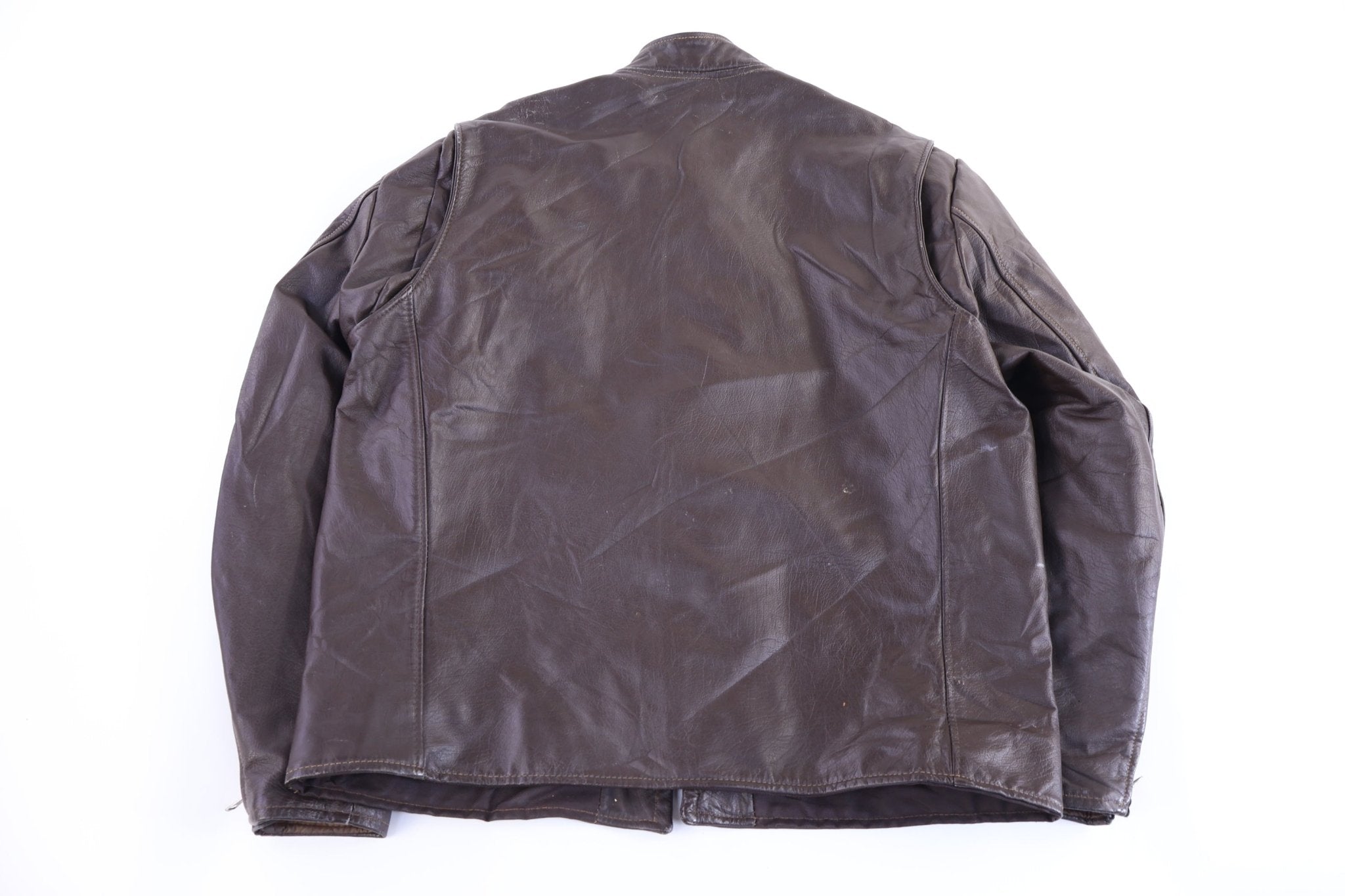 60's Beau Breed Brown Full Zip Leather Jacket - Jacket - Thrifted Threads