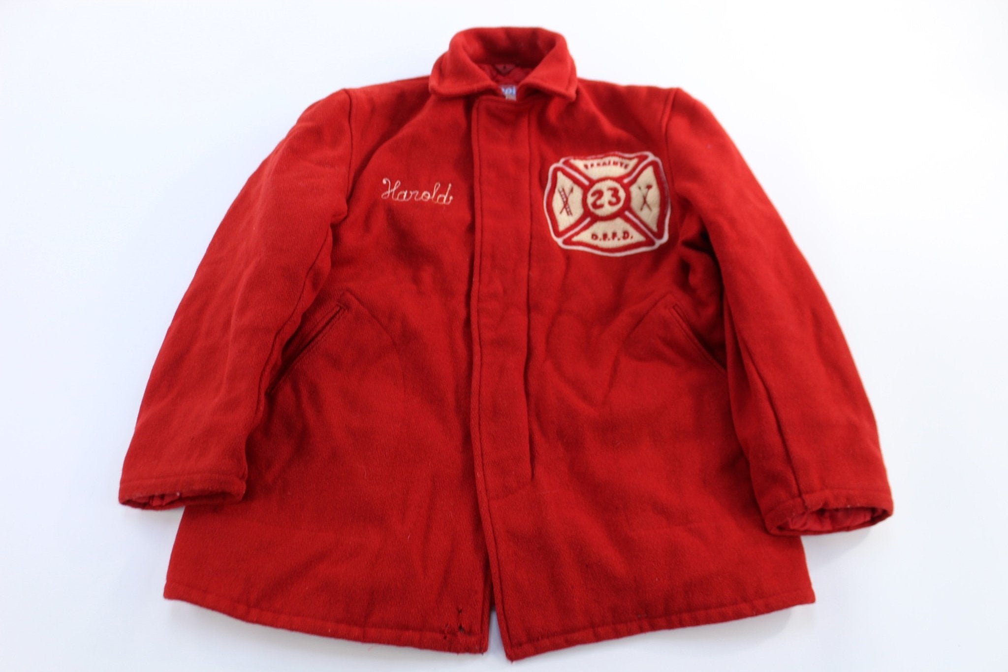 60's Empire Wool DF Fire Dept. Fireman Coat - ThriftedThreads.com