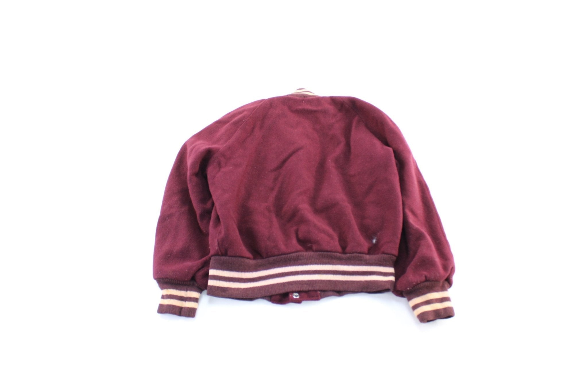 60's Maroon & White Varsity Letterman Jacket - Jacket - Thrifted Threads