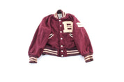 60's Maroon & White Varsity Letterman Jacket - Jacket - Thrifted Threads