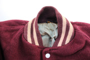 60's Maroon & White Varsity Letterman Jacket - Jacket - Thrifted Threads