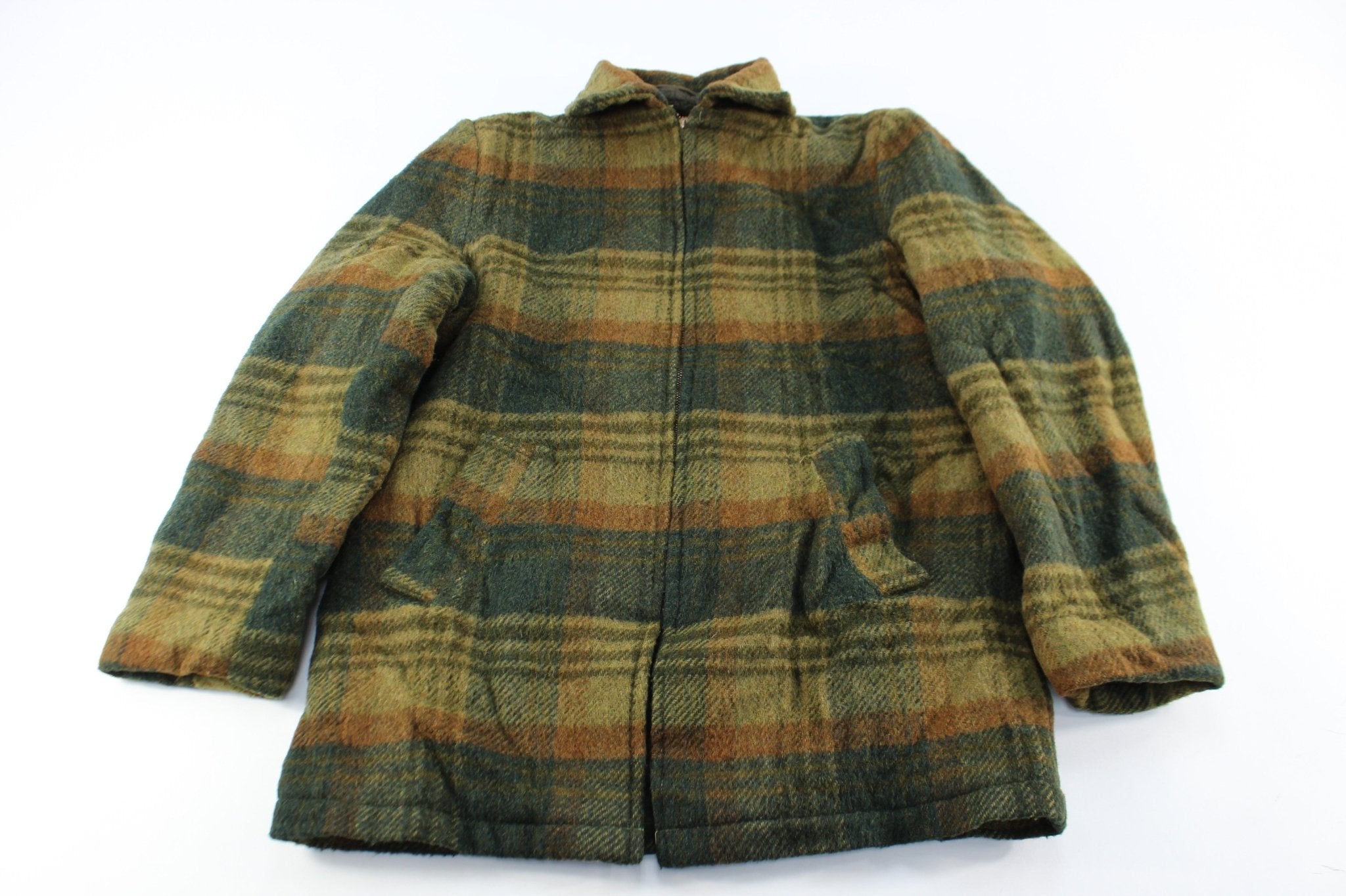 60's Rugby Sportswear Plaid Zip Up Jacket - ThriftedThreads.com