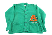 60's Venus Green Varsity Cardigan Sweater - Sweater - Thrifted Threads