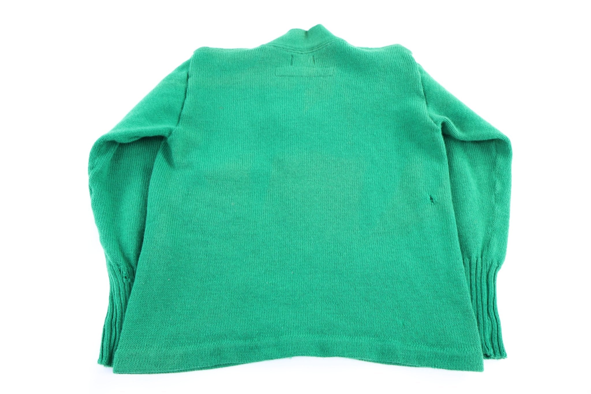 60's Venus Green Varsity Cardigan Sweater - Sweater - Thrifted Threads