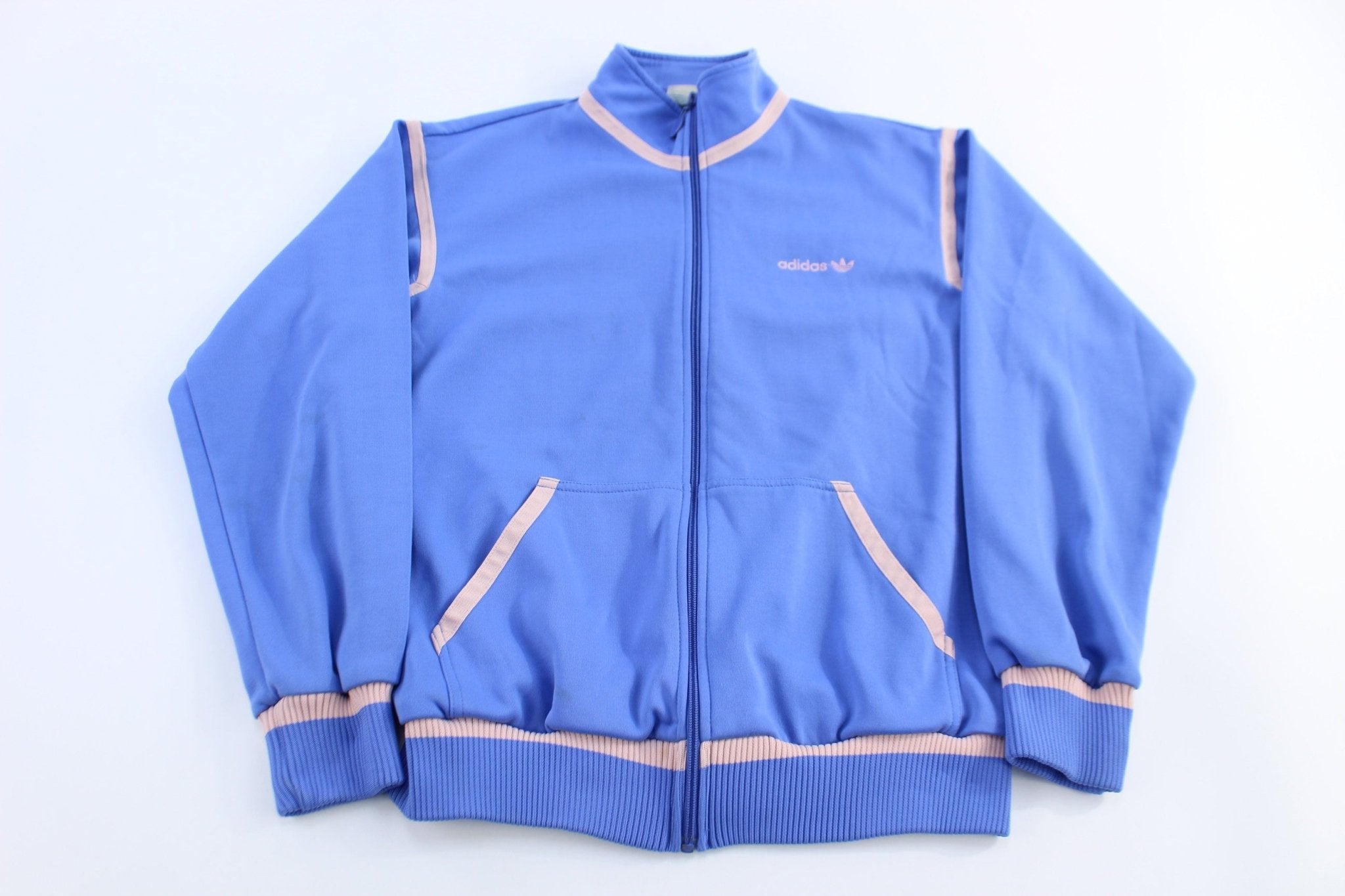 70's Adidas Trefoil Logo Embroidered Full Zip Track Jacket - Jacket - Thrifted Threads