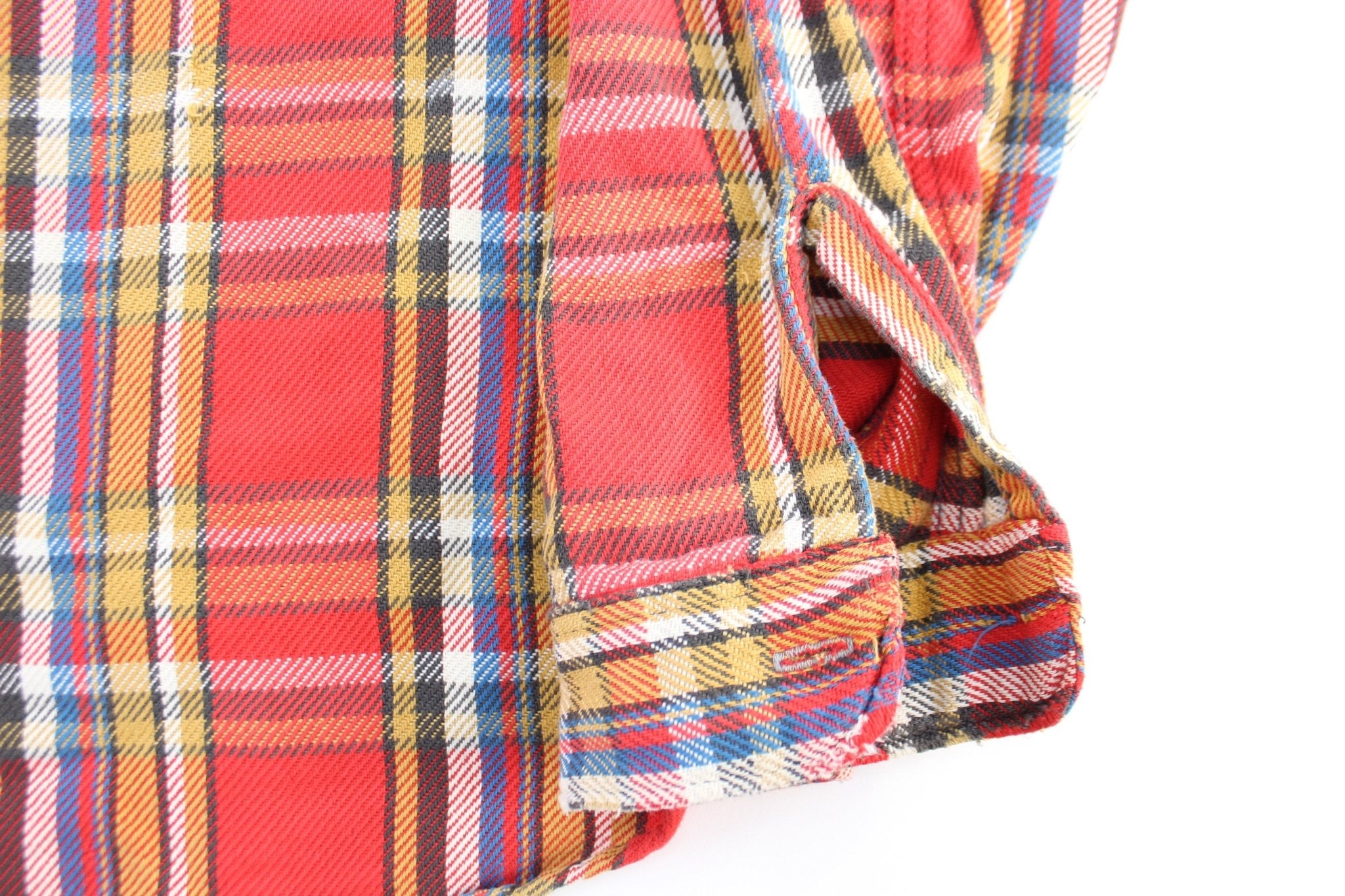 70's Big Mac Red & Yellow Plaid LS Button Down - ThriftedThreads.com