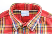 70's Big Mac Red & Yellow Plaid LS Button Down - ThriftedThreads.com