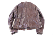 70's Brown Leather Biker Jacket - Jacket - Thrifted Threads