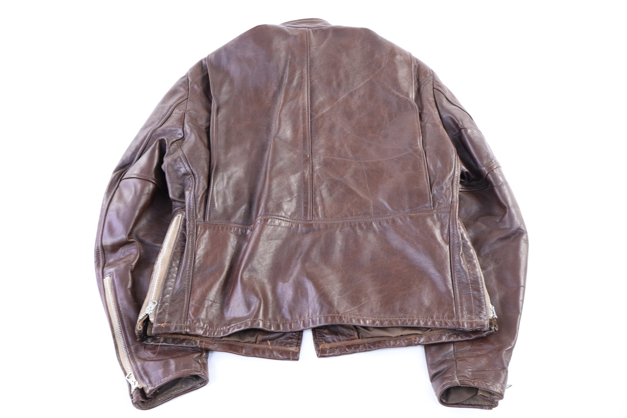 70's Brown Leather Biker Jacket - Jacket - Thrifted Threads