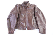 70's Brown Leather Biker Jacket - Jacket - Thrifted Threads