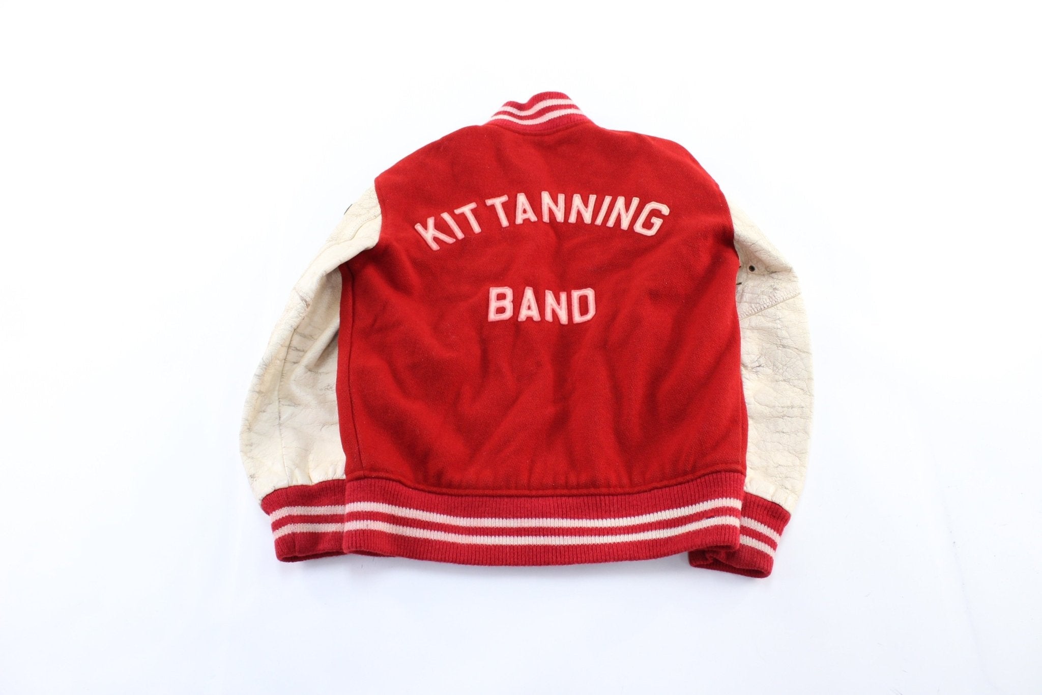 70's Kittanning Band Red & White Letterman Varsity Jacket - Jacket - Thrifted Threads