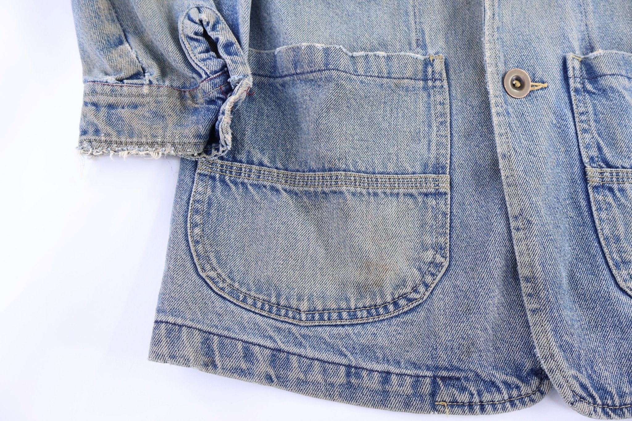 70's Medium Wash Denim Chore Jacket - Jacket - Thrifted Threads