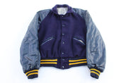70's Naugalite Blue Varsity Letterman Jacket - Jacket - Thrifted Threads