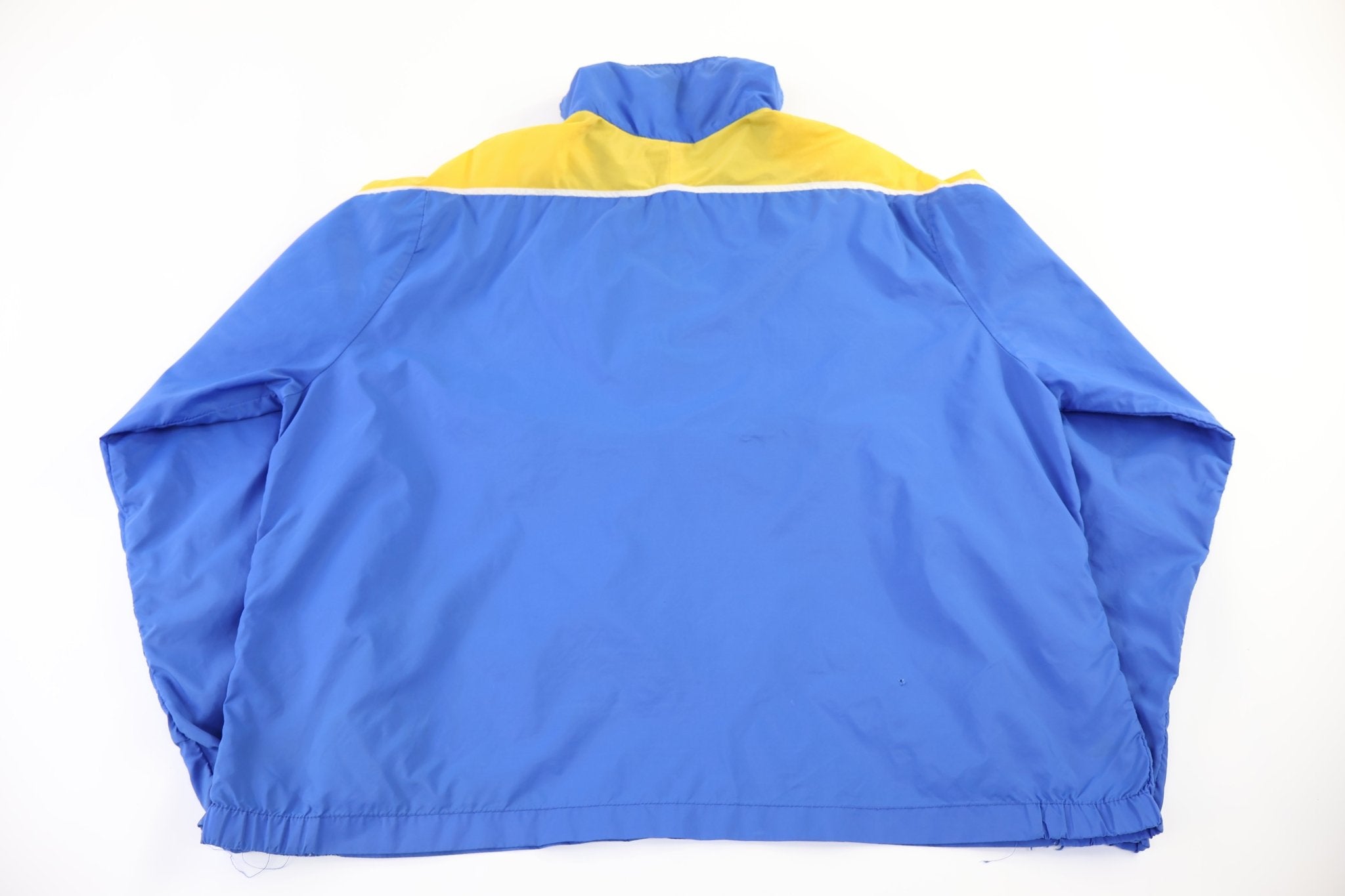70's Nike Embroidered Logo Yellow & Blue Windbreaker - Jacket - Thrifted Threads