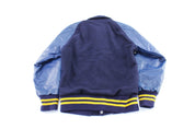 70's QTR Master Blue & Yellow Leather Varsity Band Jacket - Jacket - Thrifted Threads